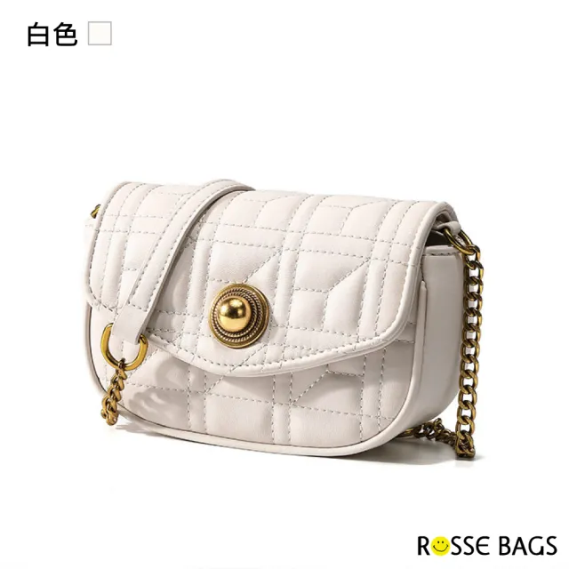 【Rosse Bags】經典質感鍊條百搭斜肩包(現+預  黑色／白色)
