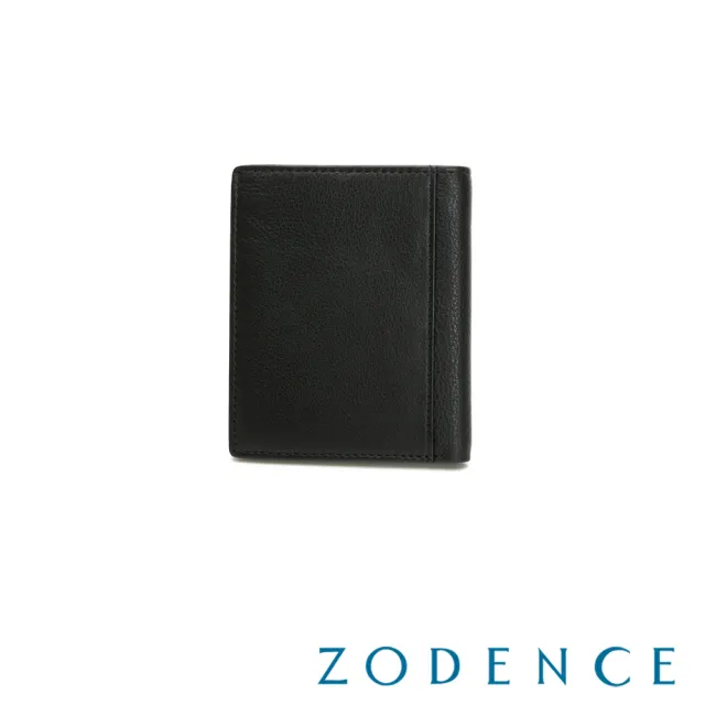 【ZODENCE 佐登司】SLEEK進口牛皮直式簡式短夾(黑)