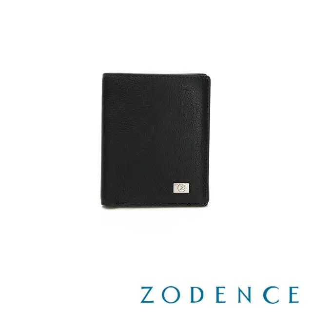 【ZODENCE 佐登司】SLEEK進口牛皮直式簡式短夾(黑)