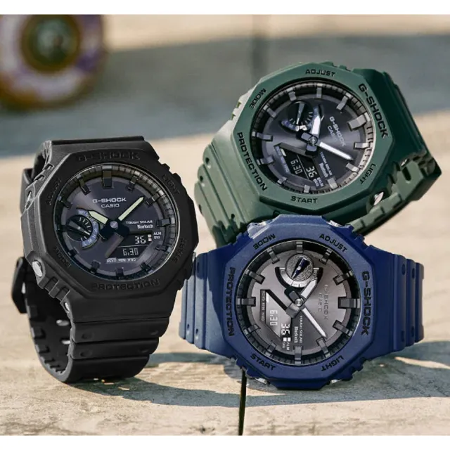 CASIO 卡西歐】G-SHOCK 藍牙太陽能八角農家橡樹雙顯手錶(GA-B2100-2A