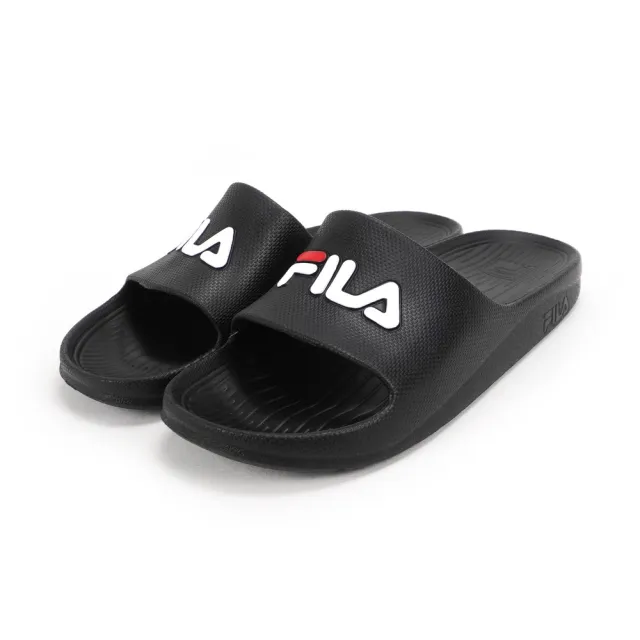 【FILA】Sleek Slide    男女 涼拖鞋 基本款 LOGO 夏季 海灘 情侶穿搭 黑白(4-S355W-001)