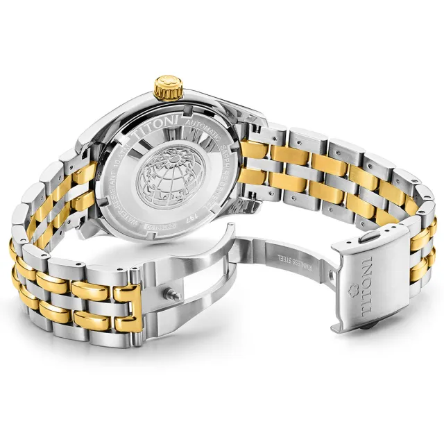 【TITONI 梅花錶】宇宙系列 皓石時標 日曆機械腕錶 / 40mm 母親節 禮物(797SY-DB-019)