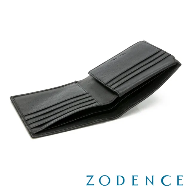 【ZODENCE 佐登司】SLEEK進口牛皮11卡短夾(黑)