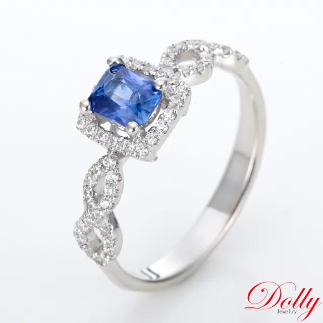 【DOLLY】14K金 無燒斯里蘭卡矢車菊藍藍寶石鑽石戒指(003)