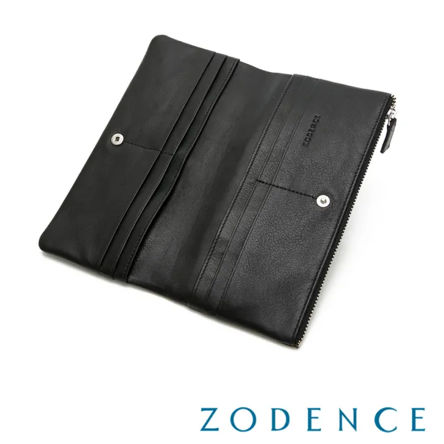【ZODENCE 佐登司】SLEEK進口牛皮10卡對開長夾(黑)