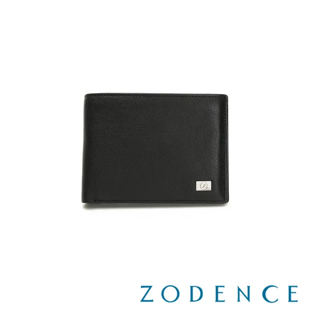 【ZODENCE 佐登司】SLEEK進口牛皮零錢袋7卡短夾(黑)