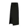 【OUWEY 歐薇】不規則活片圍裹式鬆緊造型褲裙(黑色；S-L；3222166620)