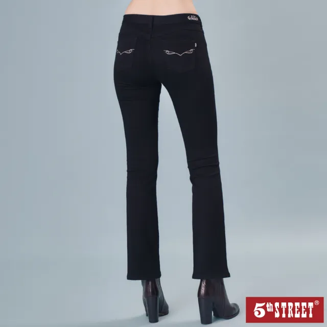 【5th STREET】雙11 女超彈磨破靴型褲-黑色(-3KG)