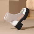 【Taroko】幾何方鑽方頭透膚網面厚底短靴(2色可選)