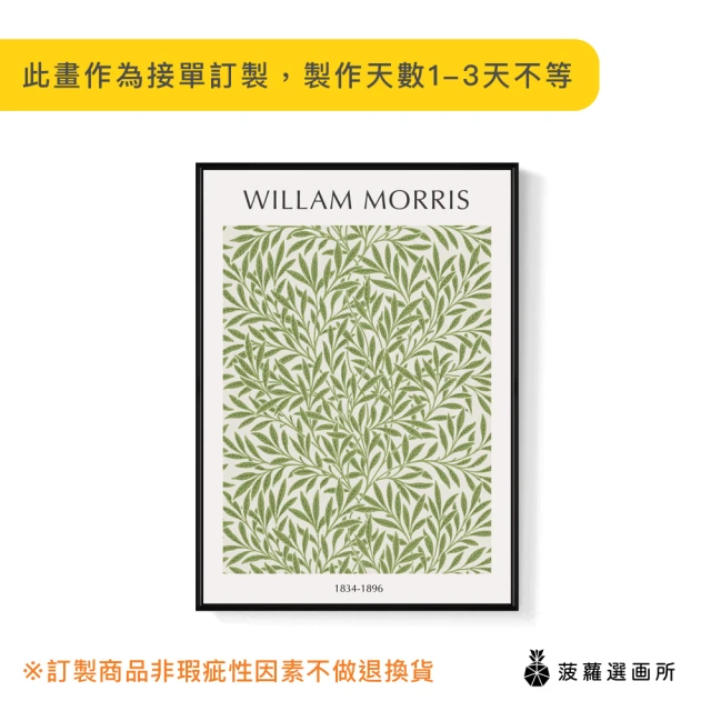 【菠蘿選畫所】William Morris 綠柳 - 30x40cm(復古綠色掛畫/裝飾畫/開店送禮/森林圖騰)