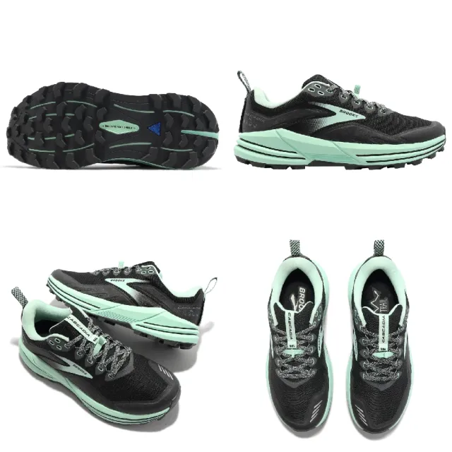 【BROOKS】野跑鞋 Cascadia 16 D 女鞋 寬楦 黑 綠 緩震 路跑 越野 馬拉松 運動鞋(1203631D049)