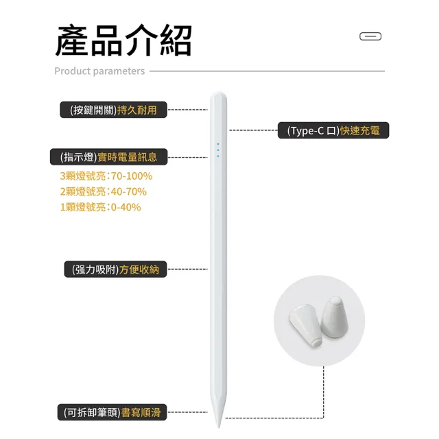 【WiWU】升級款通用電容筆 觸控筆Pencil Max(三燈號顯示 升級版)