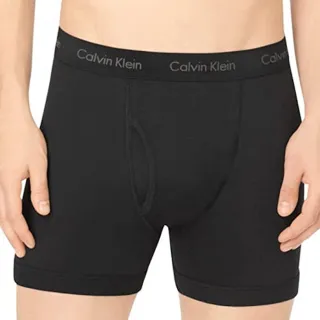 【Calvin Klein 凱文克萊】2022男經典棉質黑色修飾四角內著2件組-M-網(預購)