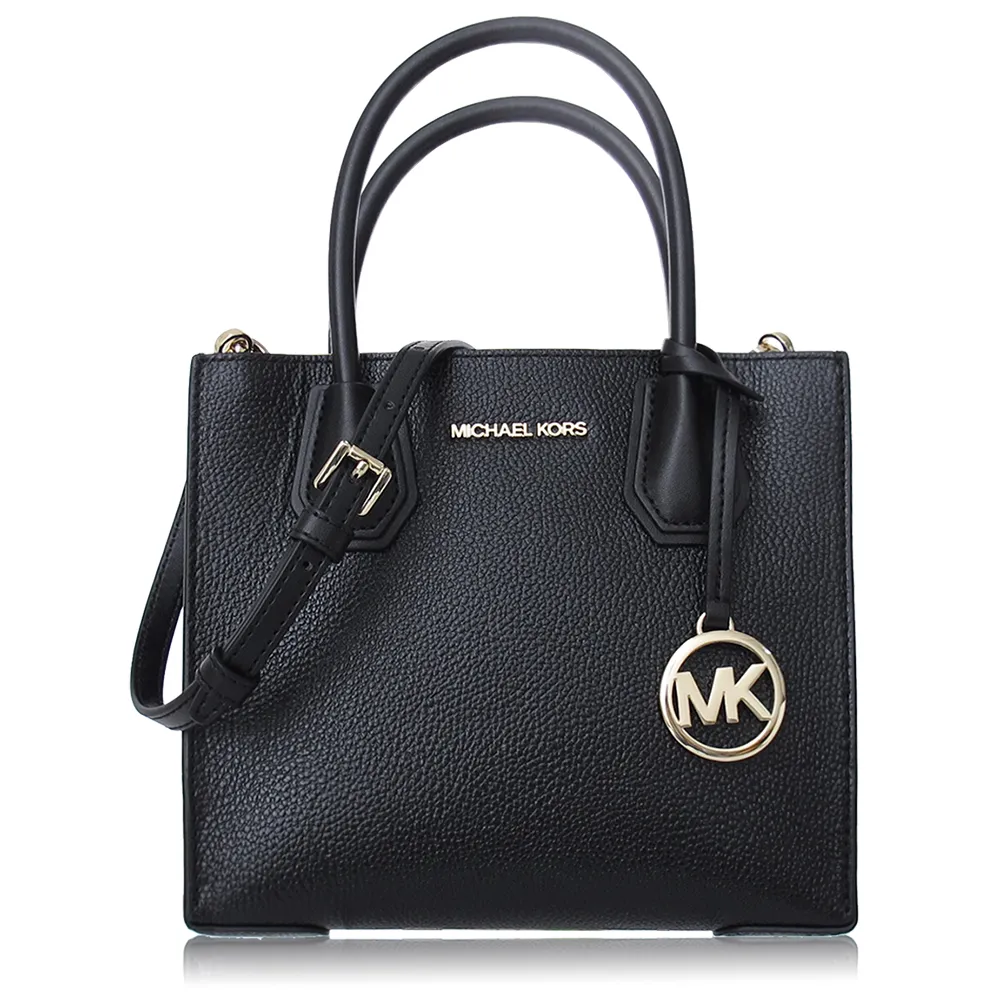 【Michael Kors】荔枝紋皮革 / 小款 / 斜背 兩用包(黑色)