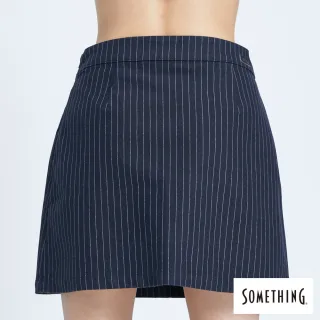【SOMETHING】女裝 A字細條紋短裙(丈青色)