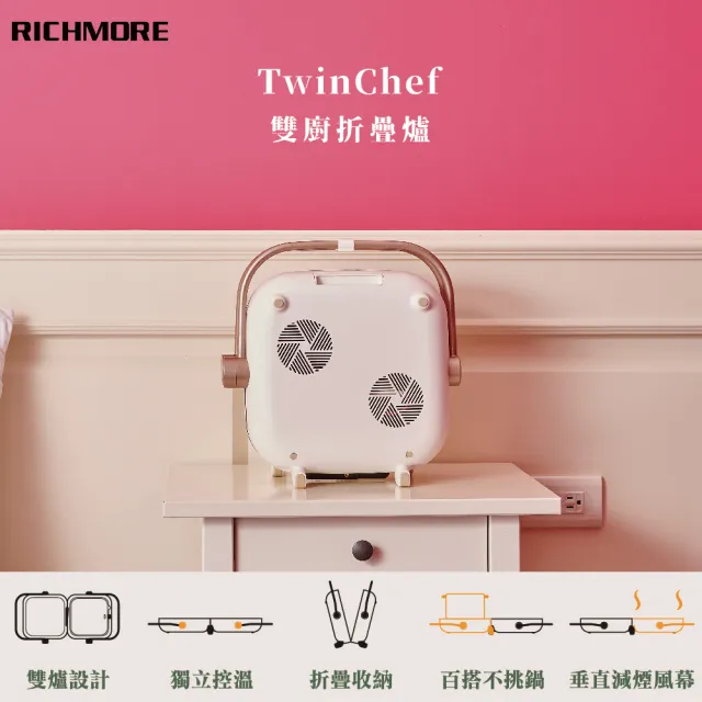 【RICHMORE】TwinChef 雙廚折疊爐單盤-內附平烤盤