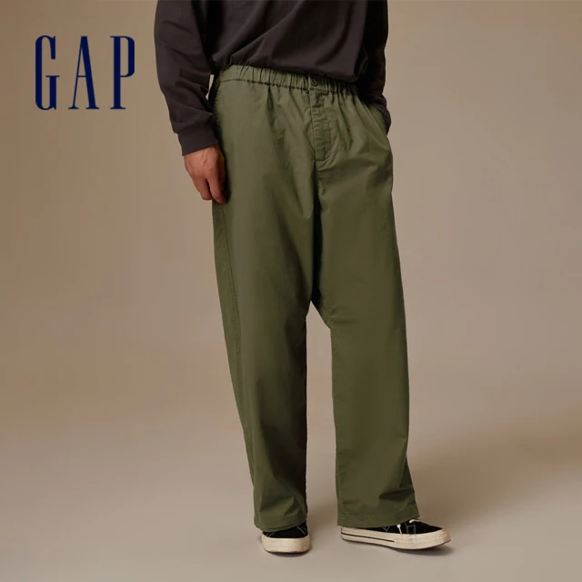 GAP 男女同款 Logo圓領大學T 碳素軟磨系列-暗綠色(