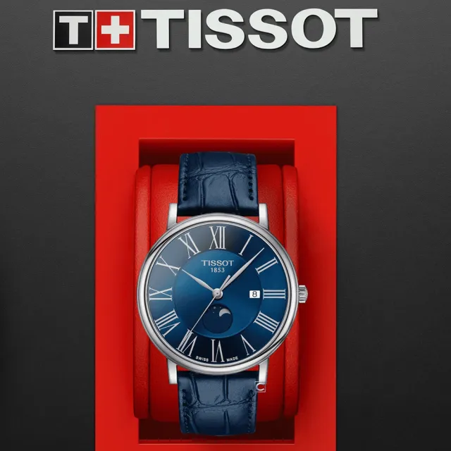 【TISSOT 天梭 官方授權】CARSON經典月相顯示男錶 手錶 母親節 禮物(T1224231604300)