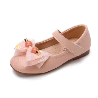 【BABY Ju 寶貝啾】韓版蝴蝶結平底公主娃娃鞋(現+預  白色 / 粉色)