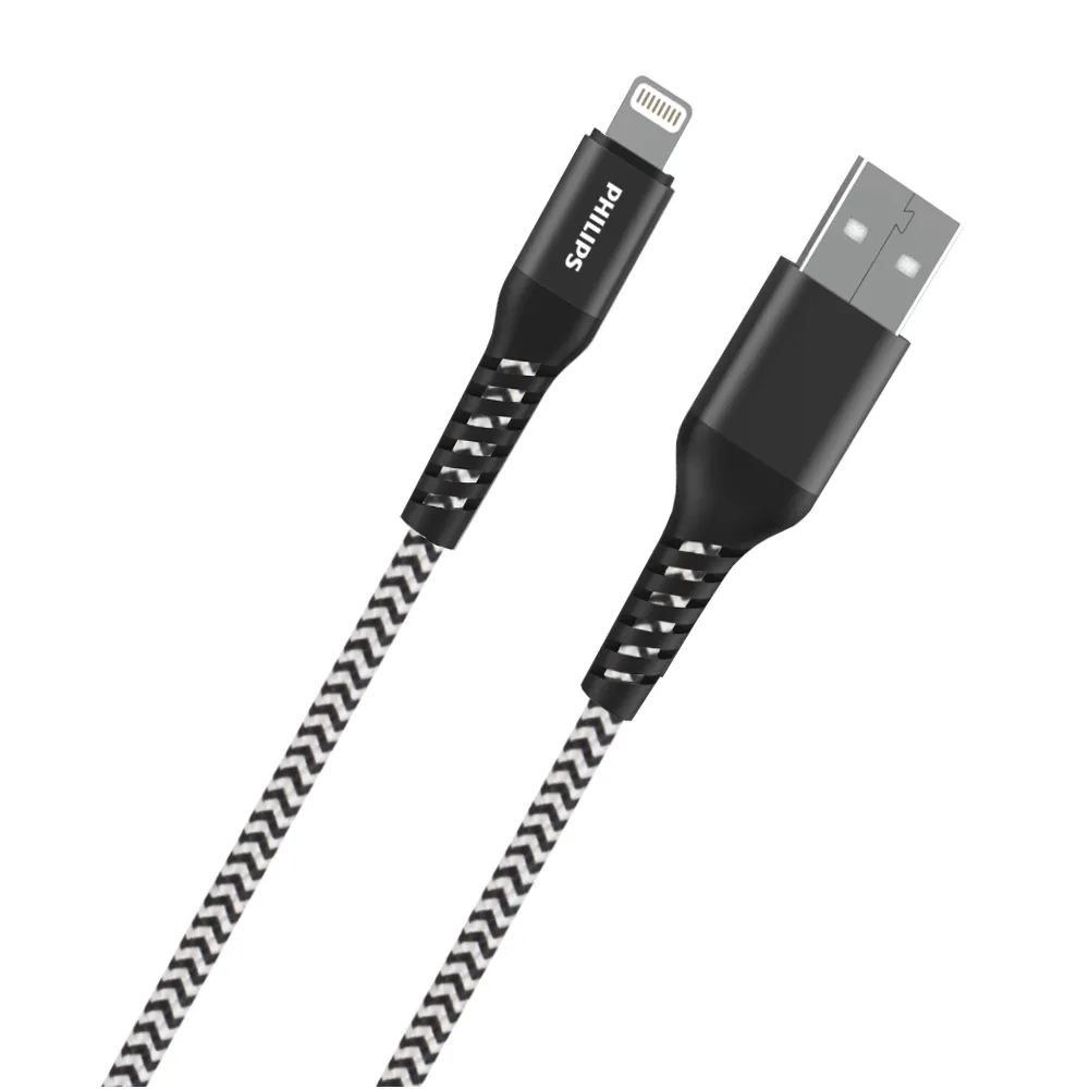 【Philips 飛利浦】USB to Lightning 200cm 防彈絲MFI手機充電線(DLC4572V)