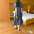 【Mini 嚴選】現貨 日系Ｖ領優雅排扣連身裙(兩色)