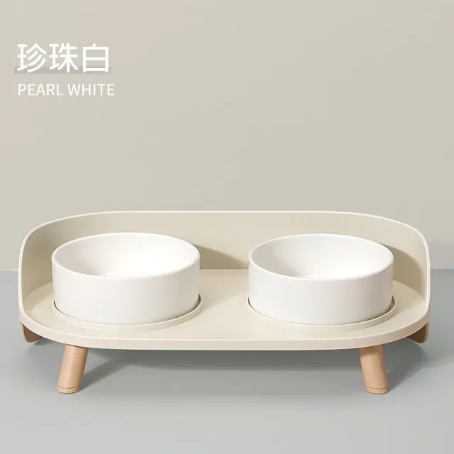 【bebehome】寵物陶瓷雙碗組合(防打翻陶瓷貓碗狗碗/高腳碗架)