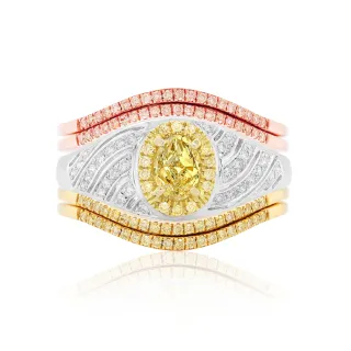 【AURORA 歐羅拉】GIA 50分天然黃彩鑽石18K金鑽戒女戒婚戒 千面女郎(Fancy Yellow)