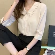 【Mini 嚴選】現貨 雙領排扣長袖襯衫(白色)