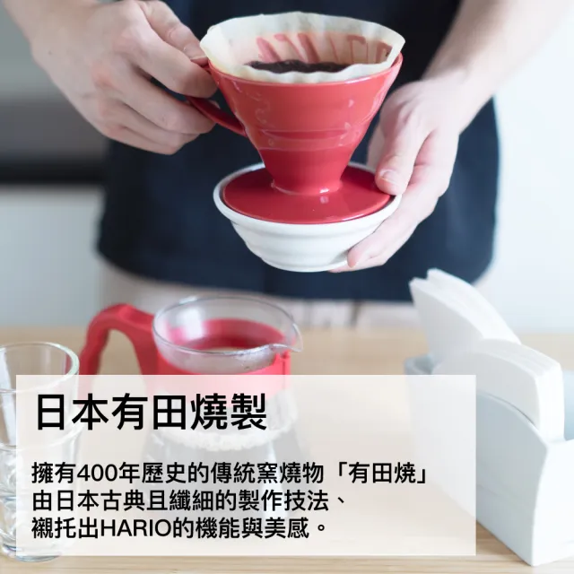 【HARIO官方直營】V60緋紅色02濾杯 1-4人分 VDC-02-RR-EX(MOMO限定款)