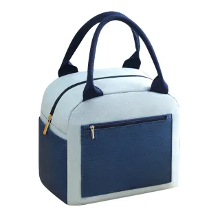 【E.City】手提輕巧拼色方糖款保溫便當包(野餐 保溫保冷)