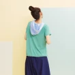 【Dailo】清爽系三角假口袋連帽-女短袖上衣 連帽 藍 綠 米(三色/魅力商品/版型適中)