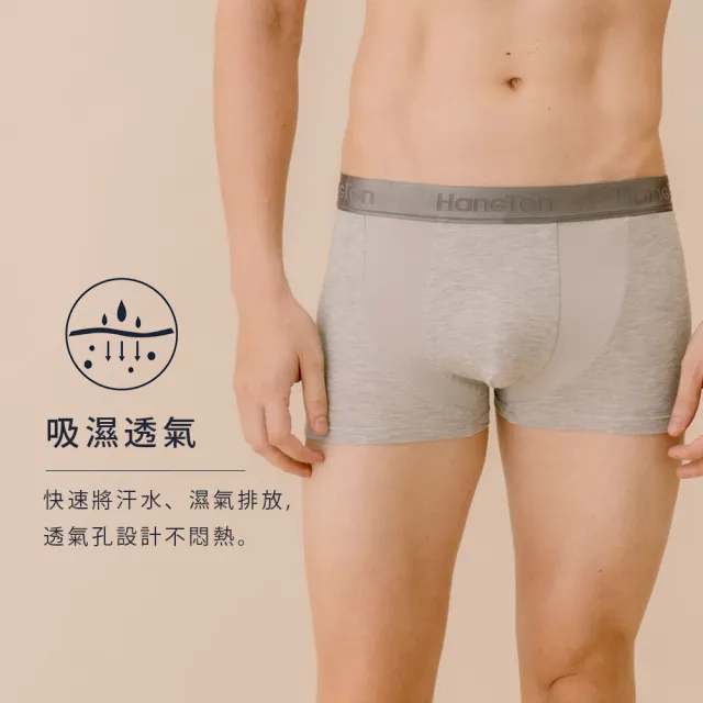 【Hang Ten】高彈力抗菌透氣平口褲_黑_HT-C12017(四角褲 / 男內褲)