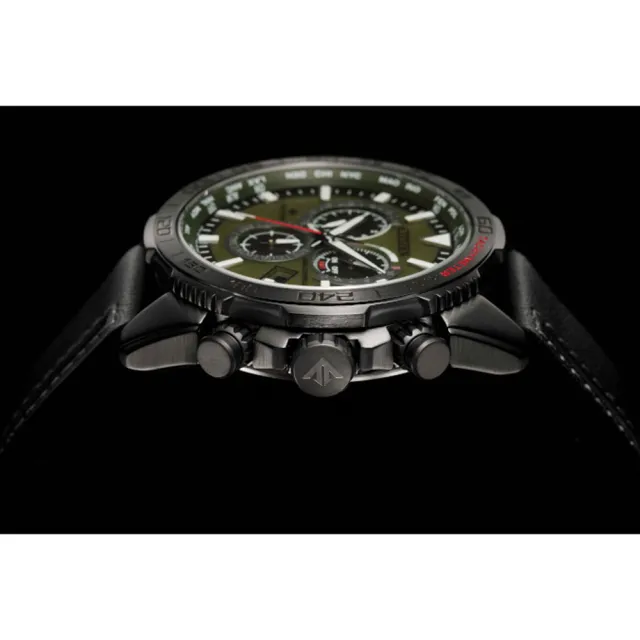 【CITIZEN 星辰】PROSMASTER 重機三眼計時電波光動能男錶/44.6mm(CB5037-17X)