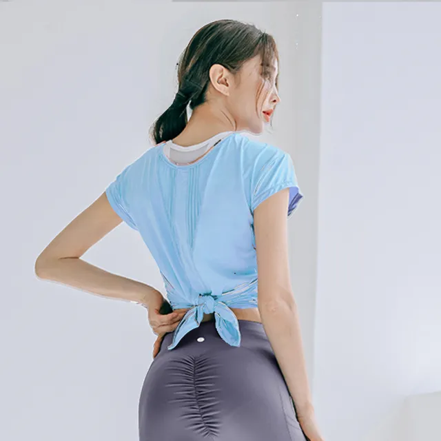 【BODYAIR】任2入 冰感輕盈點布綁腰罩衫上衣(瑜珈.慢跑.運動.健身.透氣.舞蹈.運動服)