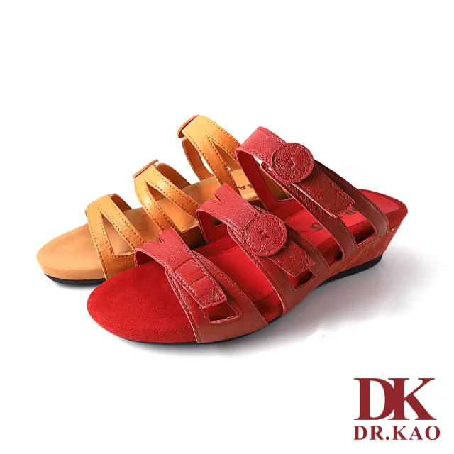【DK 高博士】素色鏤空寬帶羅馬涼鞋 75-2297-00 紅色
