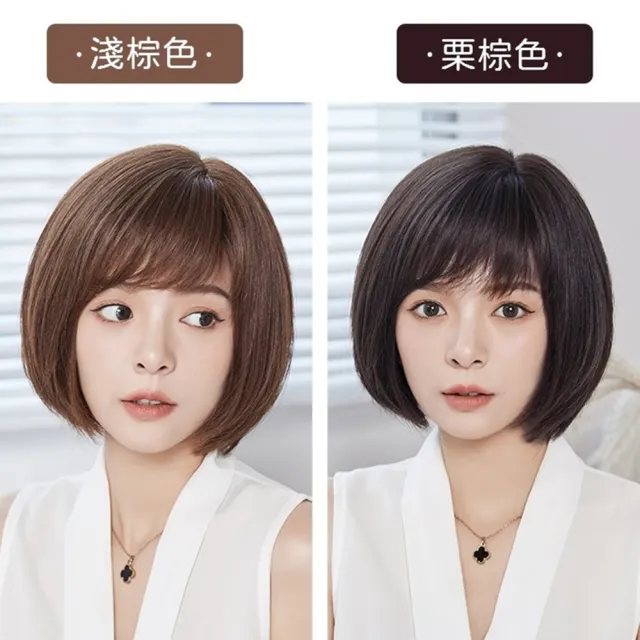 【米蘭精品】現貨+預購 女假髮整頂真髮透氣假髮片輕量假髮免打理隱形增髮整頂假髮(側分短髮2色74cl33)