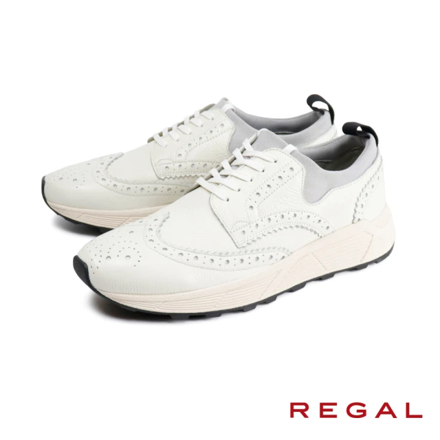 【REGAL】雕花翼紋厚底綁帶休閒鞋 白色(52YR-WHIT)