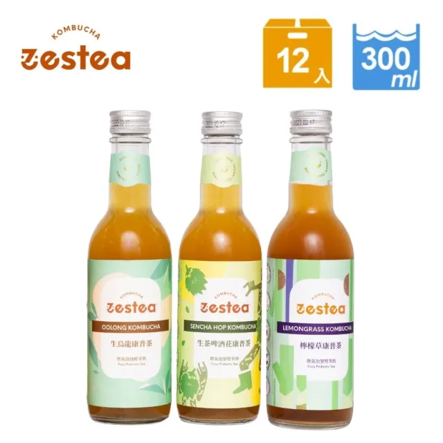 【Zestea Kombucha】Green Paradise康普茶 300ML*12瓶(無添加、富含益生菌)