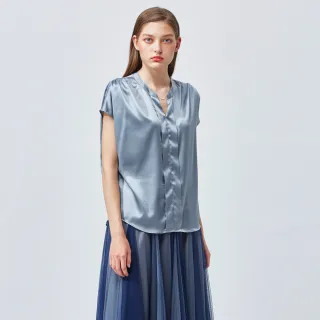 【MON’S】輕著涼感緞面蠶絲上衣(100%蠶絲)