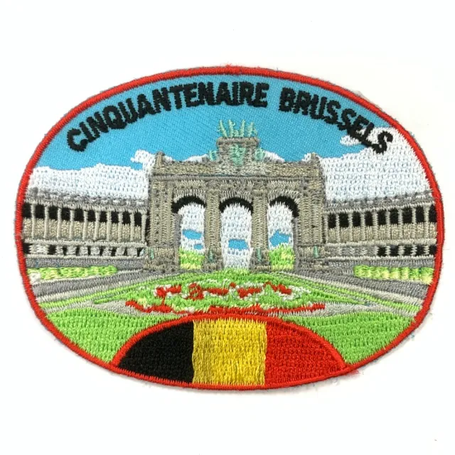 【A-ONE 匯旺】比利時 五十周年紀念公園 皮包 手機 刺繡貼布 電繡貼 背膠補丁 外套刺繡士氣(NO.441)