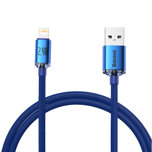 【BASEUS】倍思2.4A晶耀系列USB to Lightning 1.2M布藝編織快充傳輸充電線(iPhone/iPad適用)