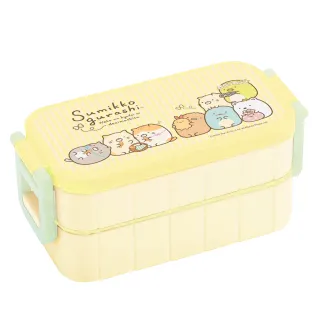 【日系簡約】日本製 角落生物 角落小夥伴 雙層便當盒 600ML 內附筷子-黃色(日本限定版)