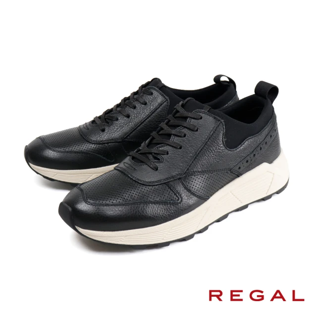 REGAL 日本原廠真皮粗跟德比鞋 黑色(F17N-BL)品