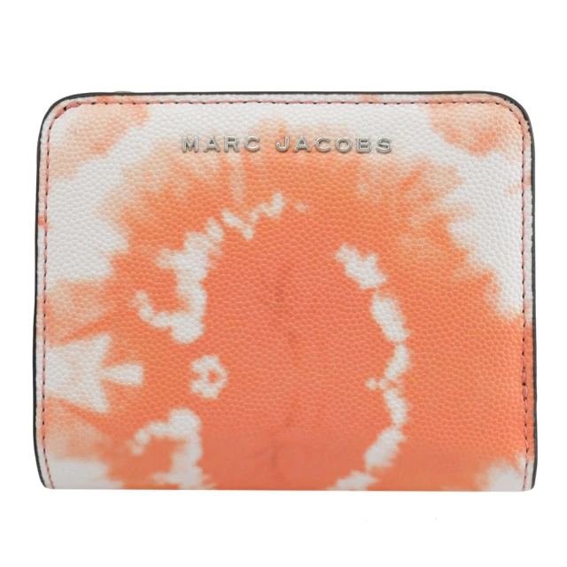 MARC JACOBS 馬克賈伯 金屬浮雕LOGO渲染雙面扣式拉鍊零錢短夾(橘)