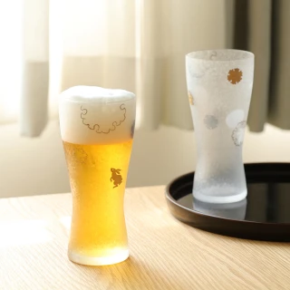 【ADERIA】日本雪兔對杯 310ml 2入禮盒組 玻璃杯 啤酒杯(啤酒杯 玻璃杯)