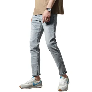 【韓式作風】韓國製簡約風淺藍休閒牛仔窄口長褲