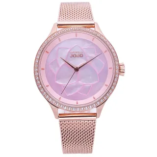 【NATURALLY JOJO】NATURALLY JOJO 綻放花朵時尚米蘭風格腕錶-粉+玫瑰金-JO96985-10R