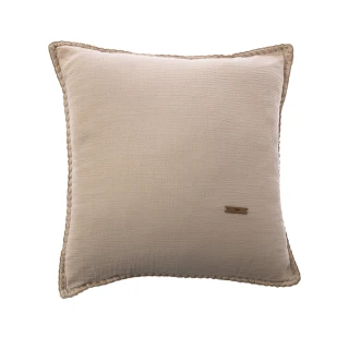 【HOLA】素色雙層全棉貝殼繡抱枕45x45奶油米