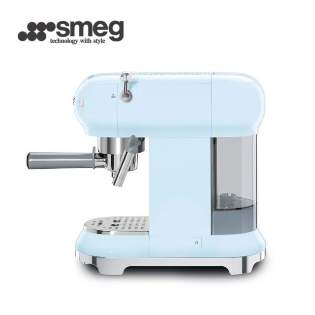 【SMEG】義大利半自動義式咖啡機-粉藍色(ECF01PBUS)