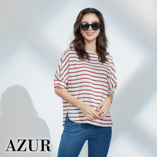 AZUR 美式橫紋休閒上衣